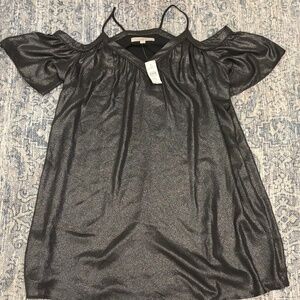NWT Loft Cold Shoulder Metallic Shimmer Dress Size M